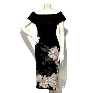 🖤TED BAKER LONDON Womens Clove Bardot Bodycon Size 1 Floral Fantasy Dress NWOT
